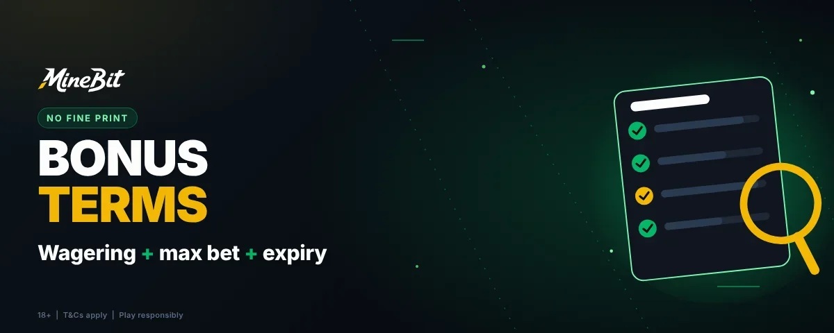 Minebit bonus terms: wagering, max bet and expiry